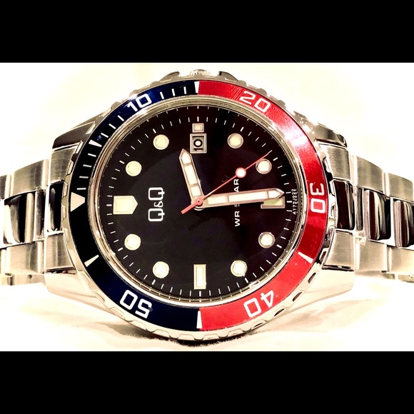 Citizen Other - CITIZEN Q&Q A172J222 Black Dial Pepsi MEN’S DIVE WATCH